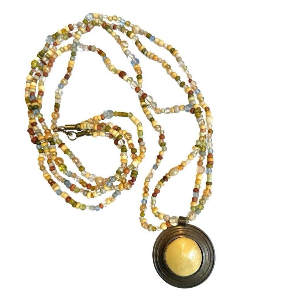 Vintage long beaded pendant necklace